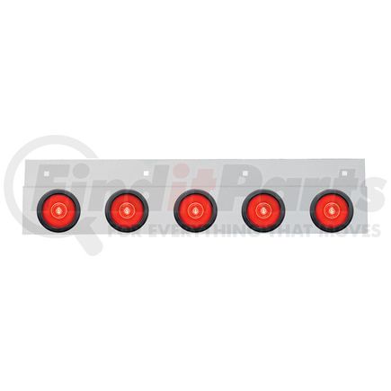 United Pacific 63797 Mud Flap Bracket - Top, Stainless, with Five 6 LED 2" "Glo" Lights & Grommets, Red LED/Red Lens