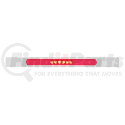 United Pacific 63795 Mud Flap Hanger - Mud Flap Plate, Top, Chrome, with 28 LED 17" "Glo" Light Bar & Bezel, Red LED/Clear Lens