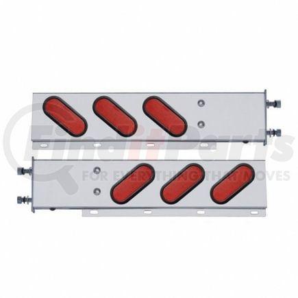 United Pacific 63806 Light Bar - Stainless Steel, Spring Loaded, Rear, Reflector/Stop/Turn/Tail Light, Red LED/Red Lens, with 3.75" Bolt Pattern, with Rubber Grommets, 19 LED per Light