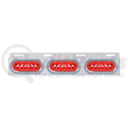 United Pacific 63816 Mud Flap Bracket - Top, Stainless, with Three 22 LED 6" Oval "Glo" Lights & Visors, Red LED/Red Lens