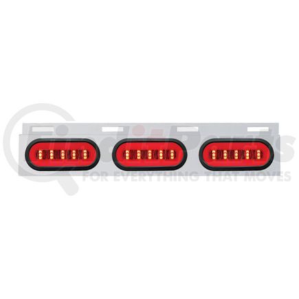 United Pacific 63819 Mud Flap Bracket - Top, Stainless, with Three 22 LED 6" Oval "Glo" Lights & Grommet, Red LED/Clear Lens