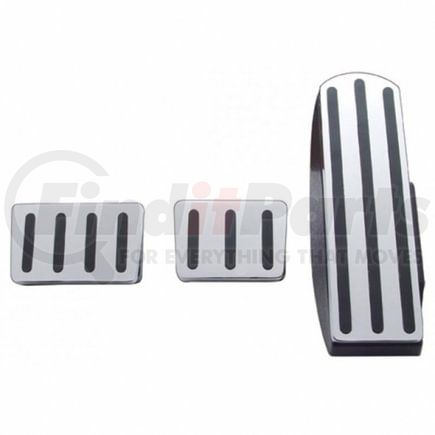 United Pacific 70259 Accelerator / Brake / Clutch Pedal Set - Chrome, with Black Insert