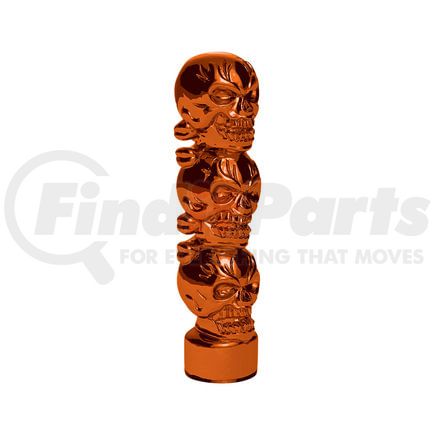 United Pacific 70541B 3 Skull Gearshift Knob - Cadmium Orange, 1/2 in.-13, Thread-On