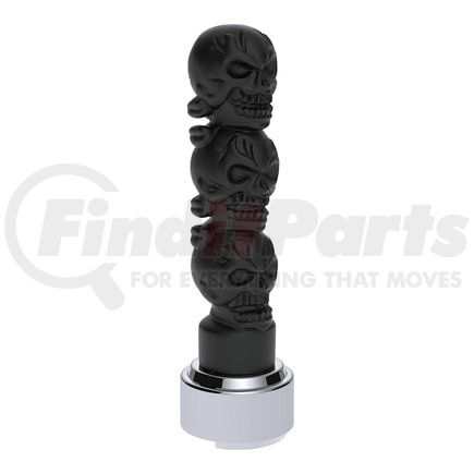 United Pacific 70548 3 Skull Gearshift Knob - Matte Black Finish, 1/2 in.-13, Thread-On, with Adapter