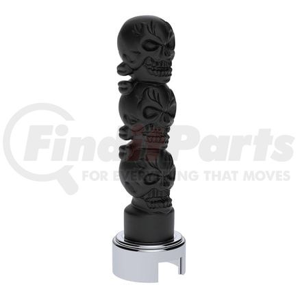 United Pacific 70549 3 Skull Gearshift Knob - Matte Black Finish, 1/2 in.-13, Thread-On, with Adapter