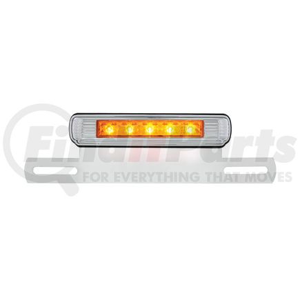 United Pacific S2007LED-A License Plate Light Assembly - License Plate Light & Bracket, Chrome, with Amber LED Auxiliary Light, Amber LED/Amber Lens