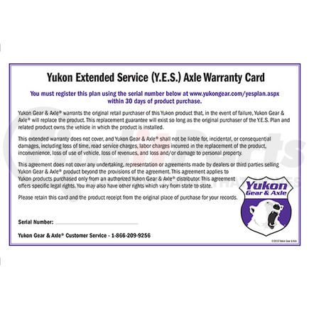 Yukon YESAXLE Yukon Extended Service plan for axle shaft.