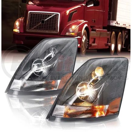 Torque Parts TR001-VLHLB-L Headlight - Driver Side, Black Housing, Clear Lens, Halogen, DOT and SAE Approved