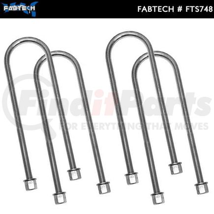 Fabtech FTS748 U-Bolt Kit; Round; 4 in. x 15 in. x 9/16 in.; Rear;