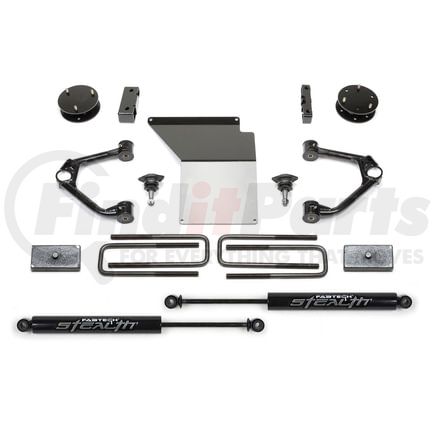 Fabtech K1070M Budget Lift System w/Shock; w/Stealth Monotube Shocks; 4 in. Lift; Incl. Upper Control Arms/Ball Joint; Diff. Mounts; Skid Plate; Blocks/U-Bolts; Rear Shocks; All Req. Hardware;