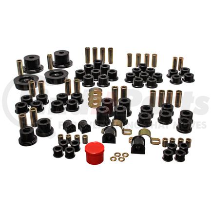 Energy Suspension 1118102G Hyper-Flex System; Black; Incl. Front And Rear Control Arm Bushing; Rear Differential Bushing Set; Front 19mm And Rear 12.5mm Sway Bar Frame Bushings; Performance Polyurethane;
