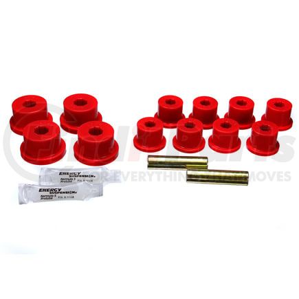 Energy Suspension 12101R Leaf Spring Bushing Set; Red; Front/Rear; For OEM Shackles; Performance Polyurethane;