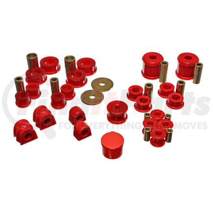 Energy Suspension 1918101R Hyper-Flex System; Red; Incl. Front Control Arm Bushings; Front And Rear Sway Bar Bushings; Rear Trailing Arm Bushings; Shifter Bushings; Performance Polyurethane;
