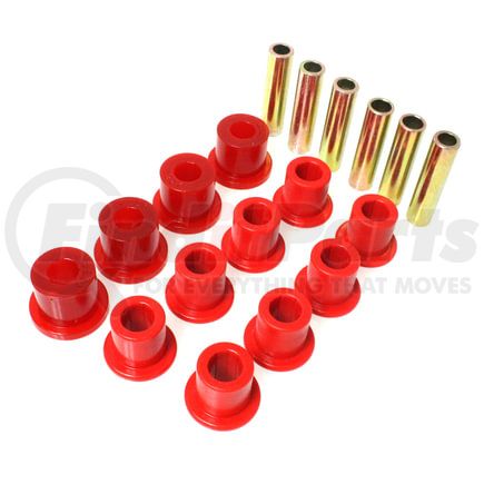 Energy Suspension 22119R Leaf Spring Bushing Set; Red; Front/Rear; For Aftermarket Shackles; Performance Polyurethane;