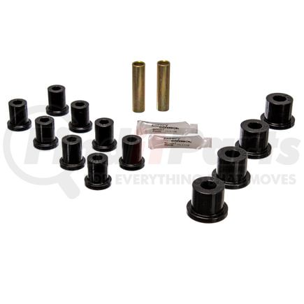Energy Suspension 22116G Leaf Spring Bushing Set; Black; Rear; For Aftermarket Shackles; Performance Polyurethane;