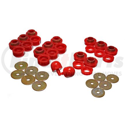 Energy Suspension 24107R Body Mount Set; Red; Performance Polyurethane; OEM Height; Must Reuse All Metal Hardware;