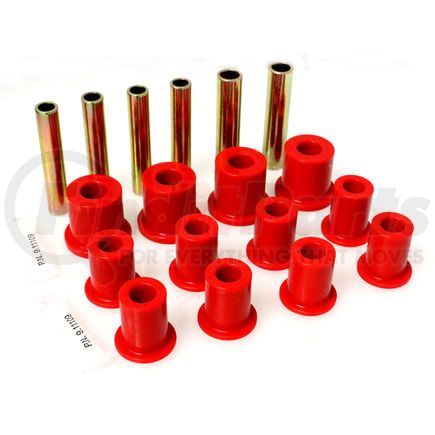 Energy Suspension 32105R Leaf Spring Bushing Set; Red; Front; For Stock Springs; Performance Polyurethane;
