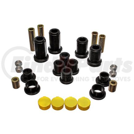 Energy Suspension 3-3190G Control Arm Bushing Set; Black; Front; Must Reuse All Hardware For Upper Bushing; w/Torsion Bar Front Suspension; Performance Polyurethane;