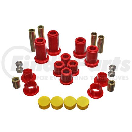 Energy Suspension 33190R Control Arm Bushing Set; Red; Front; Must Reuse All Hardware For Upper Bushing; w/Torsion Bar Front Suspension; Performance Polyurethane;