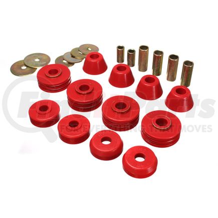 Energy Suspension 34108R Body Cab Mount Set; Red; Performance Polyurethane;