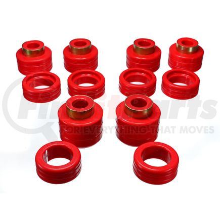 Energy Suspension 34123R Body Cab Mount Set; Red; Performance Polyurethane;