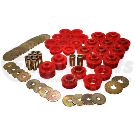 Energy Suspension 34141R Body Mount Set; Red; Performance Polyurethane;