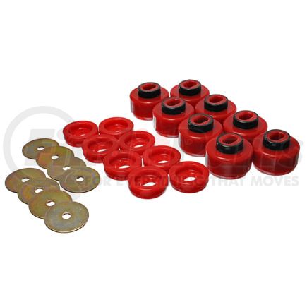 Energy Suspension 34150R Body Cab Mount Set; Red; Performance Polyurethane;