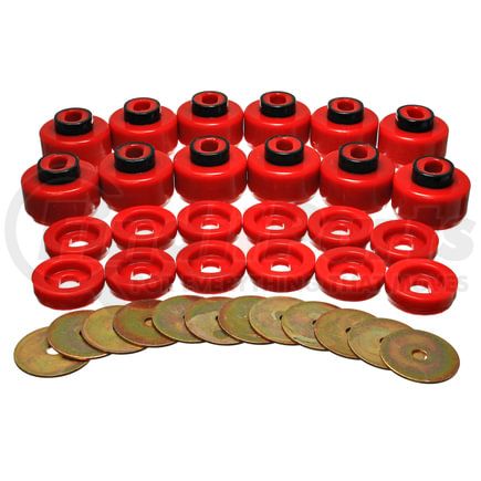 Energy Suspension 34156R Body Mount Set; Red; Performance Polyurethane;