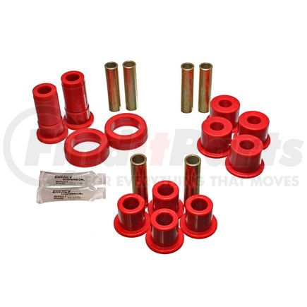 Energy Suspension 4-2124R Leaf Spring Bushing Set; Red; Rear; Complete Spring And Shackle Set; Performance Polyurethane;