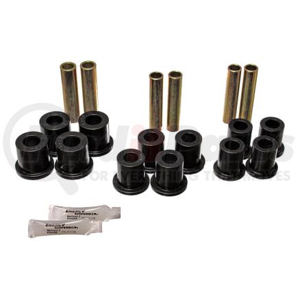 Energy Suspension 42140G Leaf Spring Bushing Set; Black; Rear; Complete Spring And Shackle Set; w/Molded-In Frame Shackle Bushings; Performance Polyurethane;