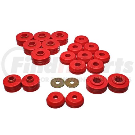 Energy Suspension 44109R Body Cab Mount Set; Red; Performance Polyurethane;