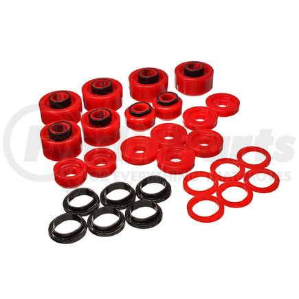 Energy Suspension 44120R Body Mount Set; Red; Performance Polyurethane;