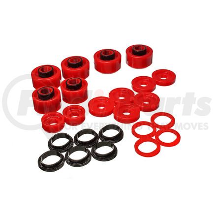 Energy Suspension 4.4121R Body Mount Set; Red; Performance Polyurethane;