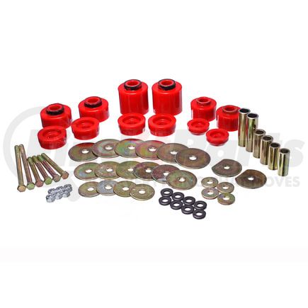 Energy Suspension 44123R Body Mount Set; Red; Performance Polyurethane; Incl. Hardware;