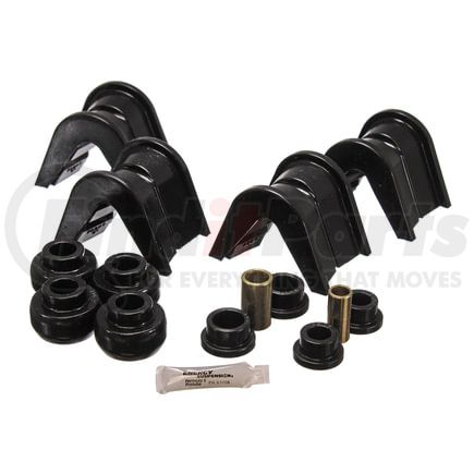 Energy Suspension 47105G Bushing Kit; Black; 14 pc.; Incl. Track Arm Bushings/Radius/Strut Arm Bushings/C-Bushings; 4 Deg. Offset For 2 - 4 in. Lift; Performance Polyurethane;