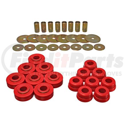 Energy Suspension 6.4101R Body Mount Set; Red; Performance Polyurethane;