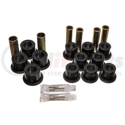 Energy Suspension 72102G Leaf Spring Bushing Set; Black; Front/Rear; Incl. Complete Shackle Set; Performance Polyurethane;