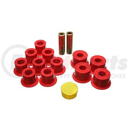Energy Suspension 72103R Leaf Spring Bushing Set; Red; Front/Rear; Incl. Complete Shackle Set; Performance Polyurethane;