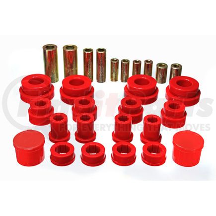 Energy Suspension 7-3121R Control Arm Bushing Set; Red; Front; Performance Polyurethane; Incl. Compression And Strut Rod Bushings;