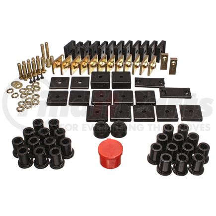 Energy Suspension 8.18105G Hyper-Flex System; Black; Incl. Front And Rear Spring And Shackle Bushings; Body Mount And Hardware; Tie Rod End Boots; Performance Polyurethane;