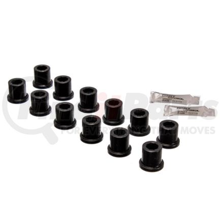 Energy Suspension 82101G Leaf Spring Bushing Set; Black; Rear; Incl. Frame Shackle Set; Performance Polyurethane;