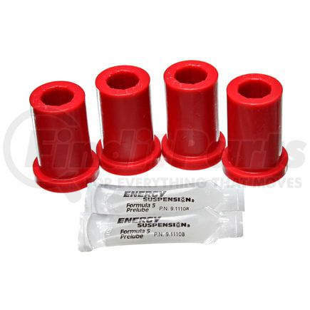 Energy Suspension 8.2104R Shackle Bushing Set; Red; Performance Polyurethane;