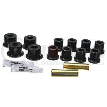 Energy Suspension 82103G Leaf Spring Bushing Set; Black; Rear; Incl. Frame Shackle Set; Performance Polyurethane;
