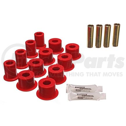 Energy Suspension 82108R Leaf Spring Bushing Set; Red; Rear; Performance Polyurethane;