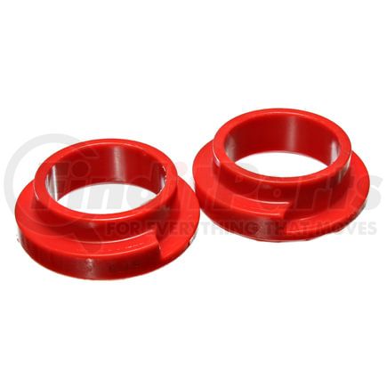 Energy Suspension 9.6119R Coil Spring Isolator Set; Red; ID 2 1/8 in.; Lip OD 2.5 in.; OD 3.25 in.; H-1 in.; 5/8 in. Riser Height; Performance Polyurethane;