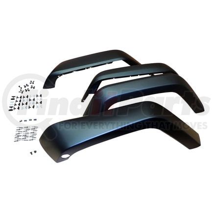 Crown 5KCK Fender Flare Kit; Incl. 4 Smooth Flares/Retainers/Rivets; w/Smooth Body Color Flares;