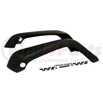 Crown 5KFKFR Fender Flare Set; Front; Incl. 2 Flare/Retainers/Rivets; Textured Black;