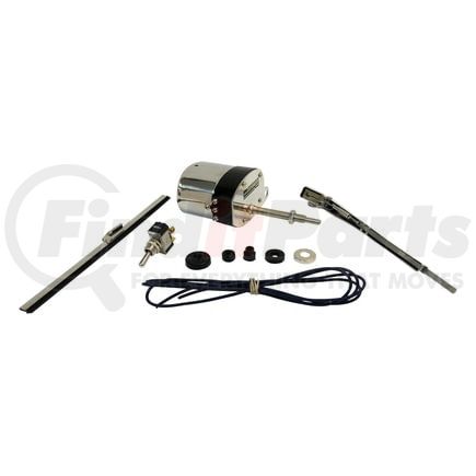 Crown 12VST Wiper Motor Kit; Incl. Motor/Arm/Blade/Mounting Grommets; 12V; Stainless;