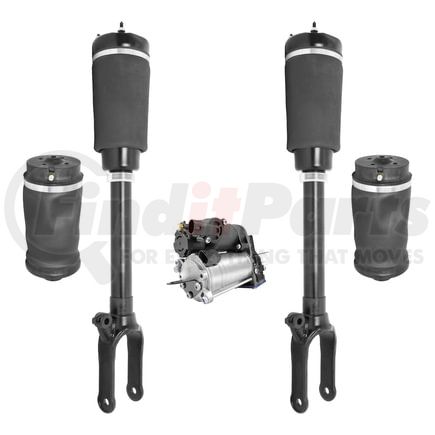 Unity Automotive 4-18-112900-4 Front and Rear Non-Electronic Suspension Air Strut Assembly Air Spring Kit with Air Suspension Compressor