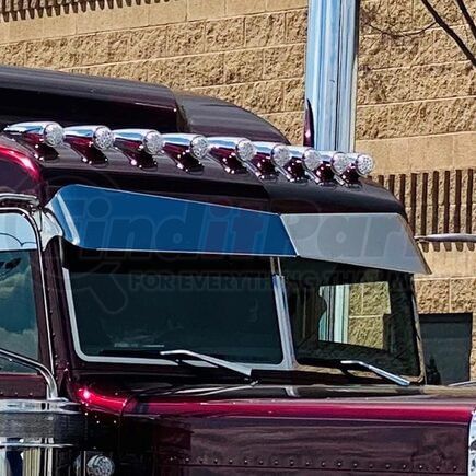 TRUX TSUN-P60 Sunvisor, 11", Boltless, Flat Bottom Bowtie, foir Peterbilt